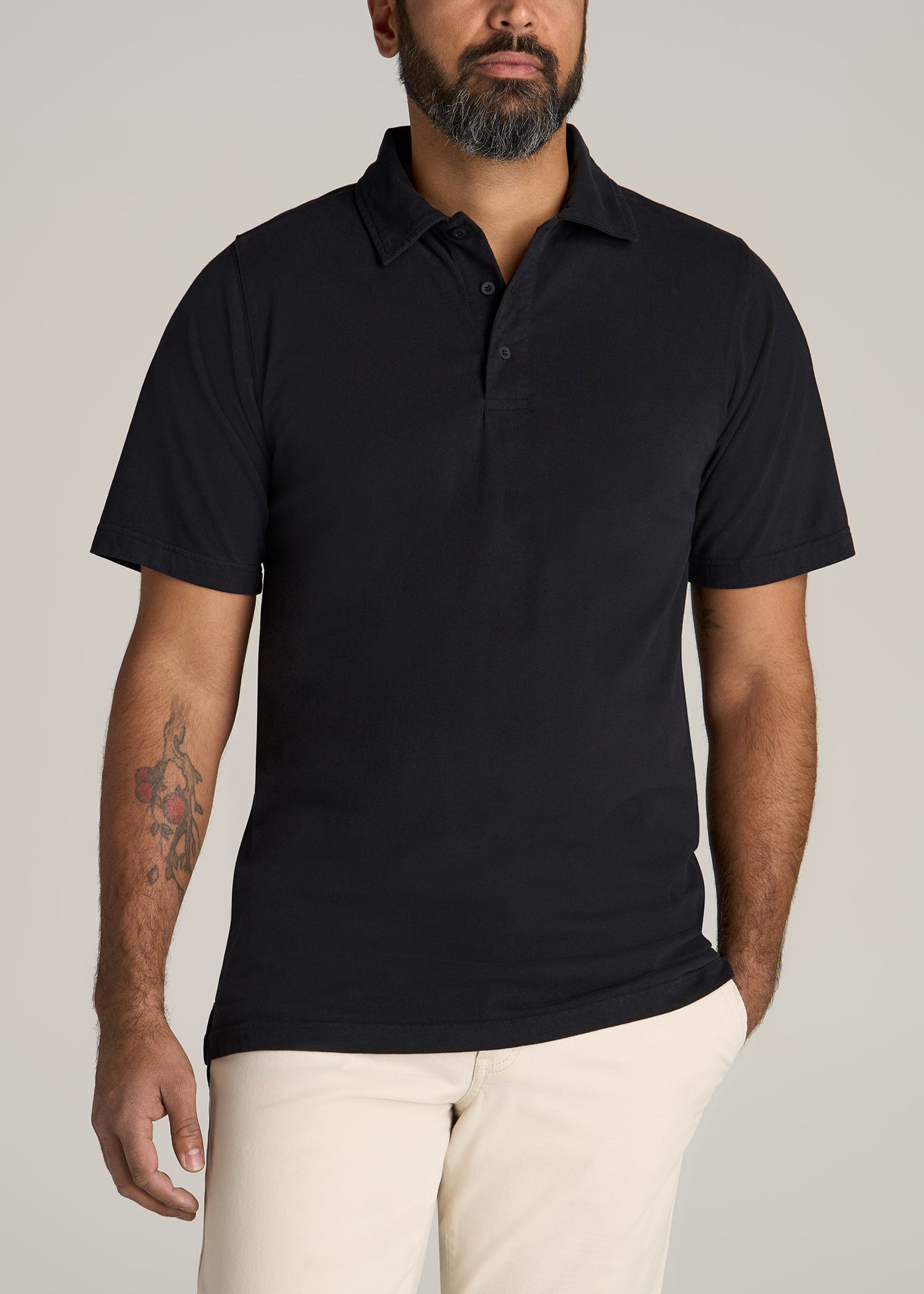American-Tall-Men-Ultra-Soft-Short-Sleeve-Cotton-Polo-Vintage-Black-front