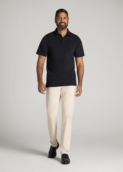 LJ&S Ultra Soft Short Sleeve Cotton Polo for Tall Men in Vintage Black