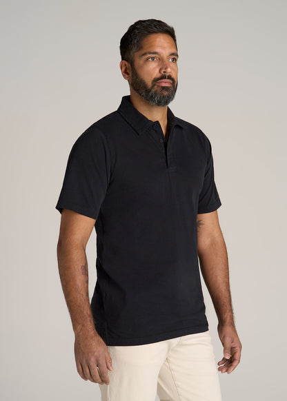 LJ&S Ultra Soft Short Sleeve Cotton Polo for Tall Men in Vintage Black