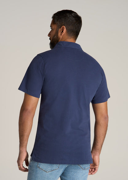 LJ&S Ultra Soft Short Sleeve Cotton Polo for Tall Men in Vintage Midnight Navy