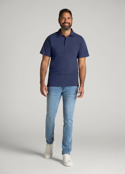 LJ&S Ultra Soft Short Sleeve Cotton Polo for Tall Men in Vintage Midnight Navy