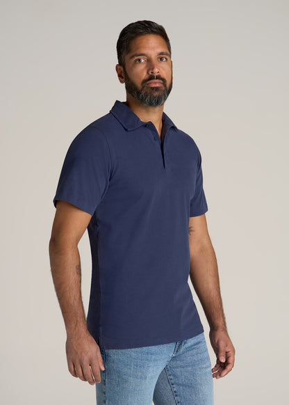 LJ&S Ultra Soft Short Sleeve Cotton Polo for Tall Men in Vintage Midnight Navy