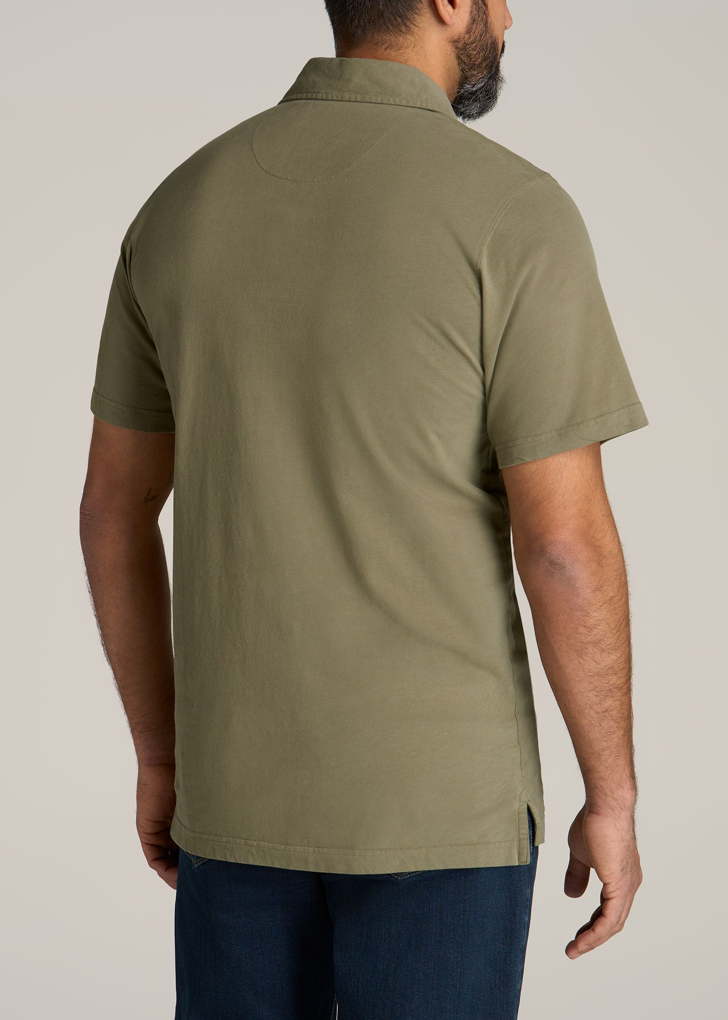    American-Tall-Men-Ultra-Soft-Short-Sleeve-Cotton-Polo-Vintage-Moss-Green-back