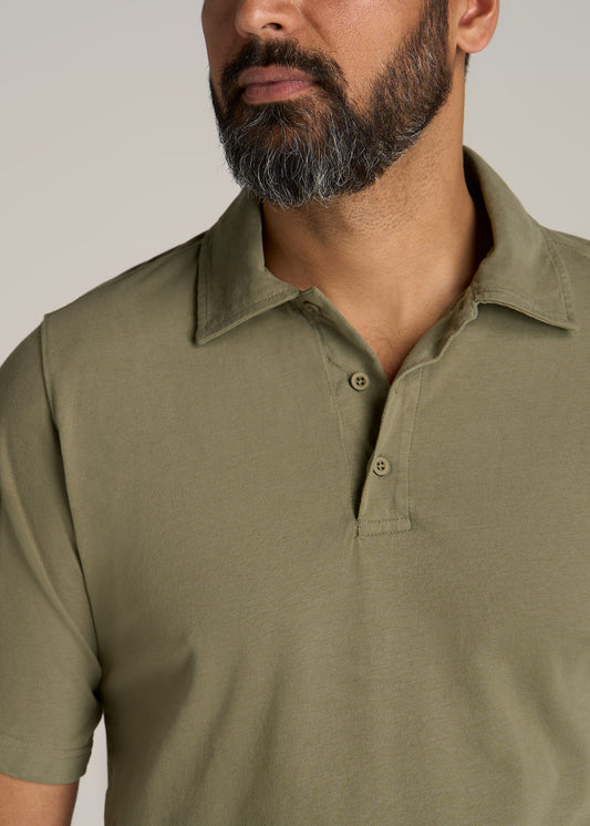 American-Tall-Men-Ultra-Soft-Short-Sleeve-Cotton-Polo-Vintage-Moss-Green-detail