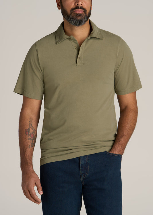     American-Tall-Men-Ultra-Soft-Short-Sleeve-Cotton-Polo-Vintage-Moss-Green-front