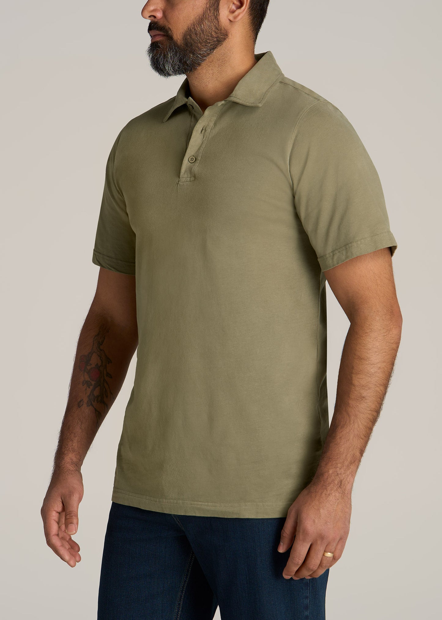 American-Tall-Men-Ultra-Soft-Short-Sleeve-Cotton-Polo-Vintage-Moss-Green-side