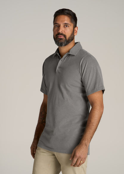 LJ&S Ultra Soft Short Sleeve Cotton Polo for Tall Men in Vintage Pewter