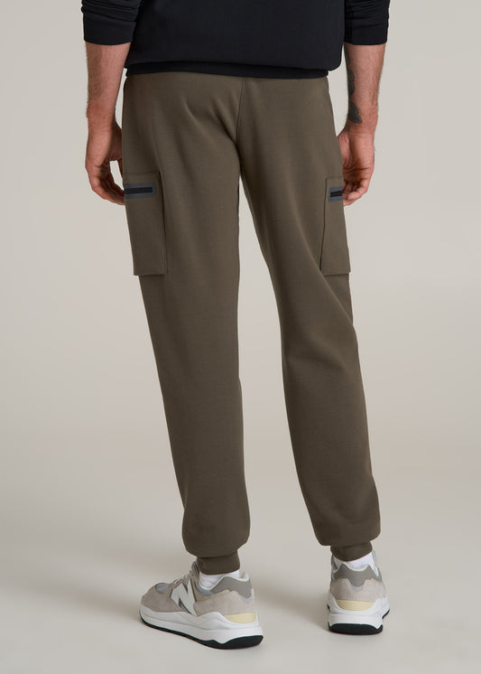 Utility Fleece Cargo Joggers for Tall Men in Camo Green