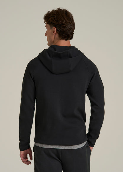Tech Motion Fleece Hooded Popover for Tall Men in Black