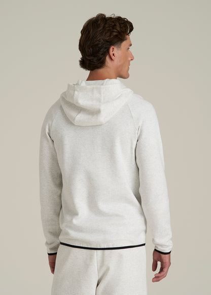 Tech Motion Fleece Hooded Popover for Tall Men in Heather Frost