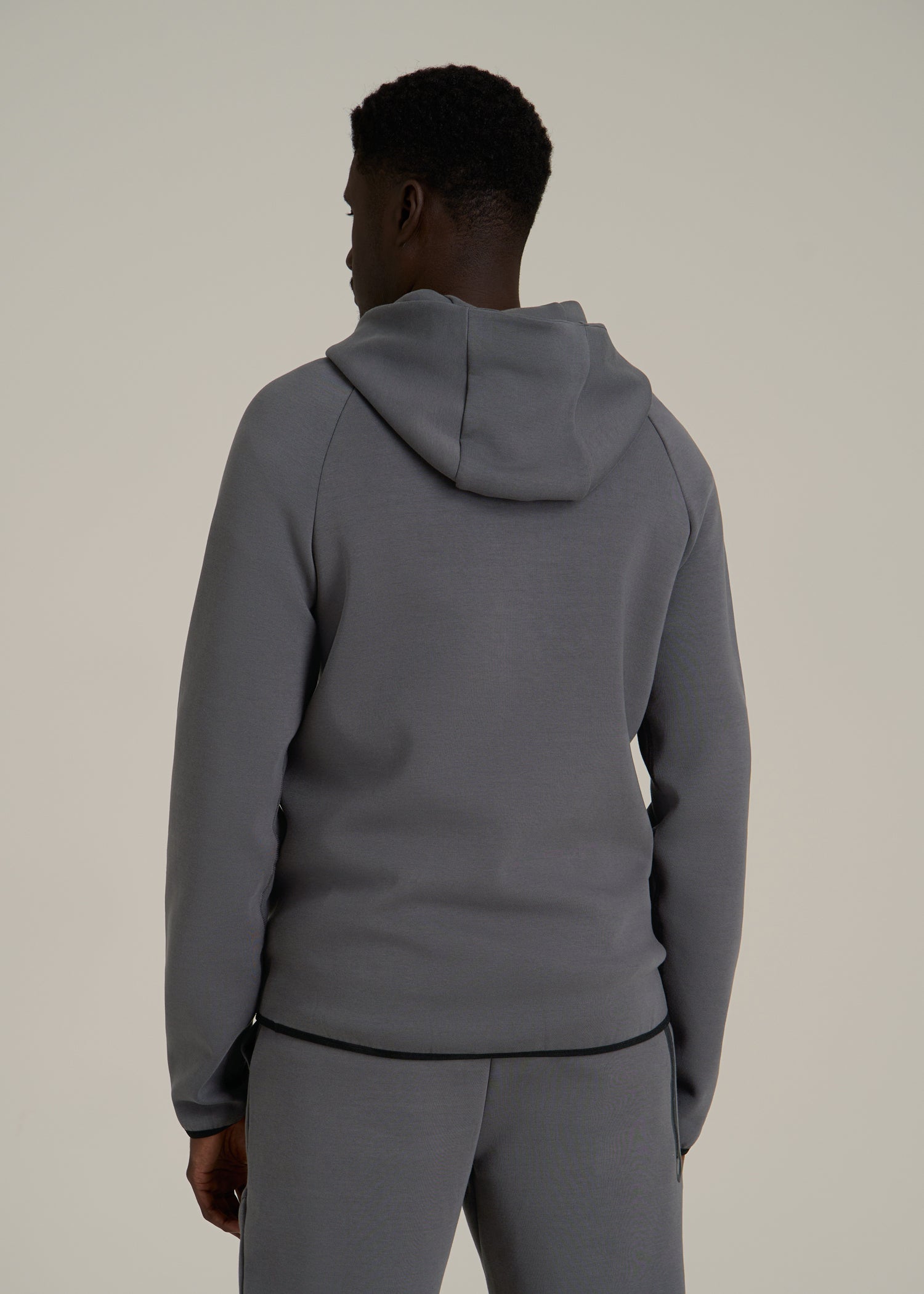 Tech Motion Fleece Hooded Popover for Tall Men in Iron Grey