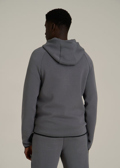 Tech Motion Fleece Hooded Popover for Tall Men in Iron Grey