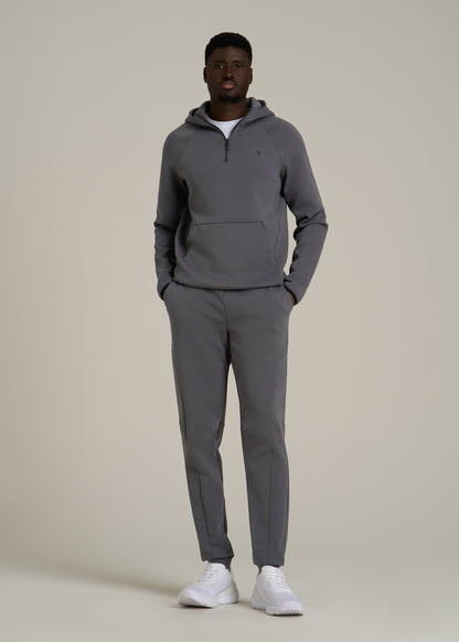 Tech Motion Fleece Hooded Popover for Tall Men in Iron Grey