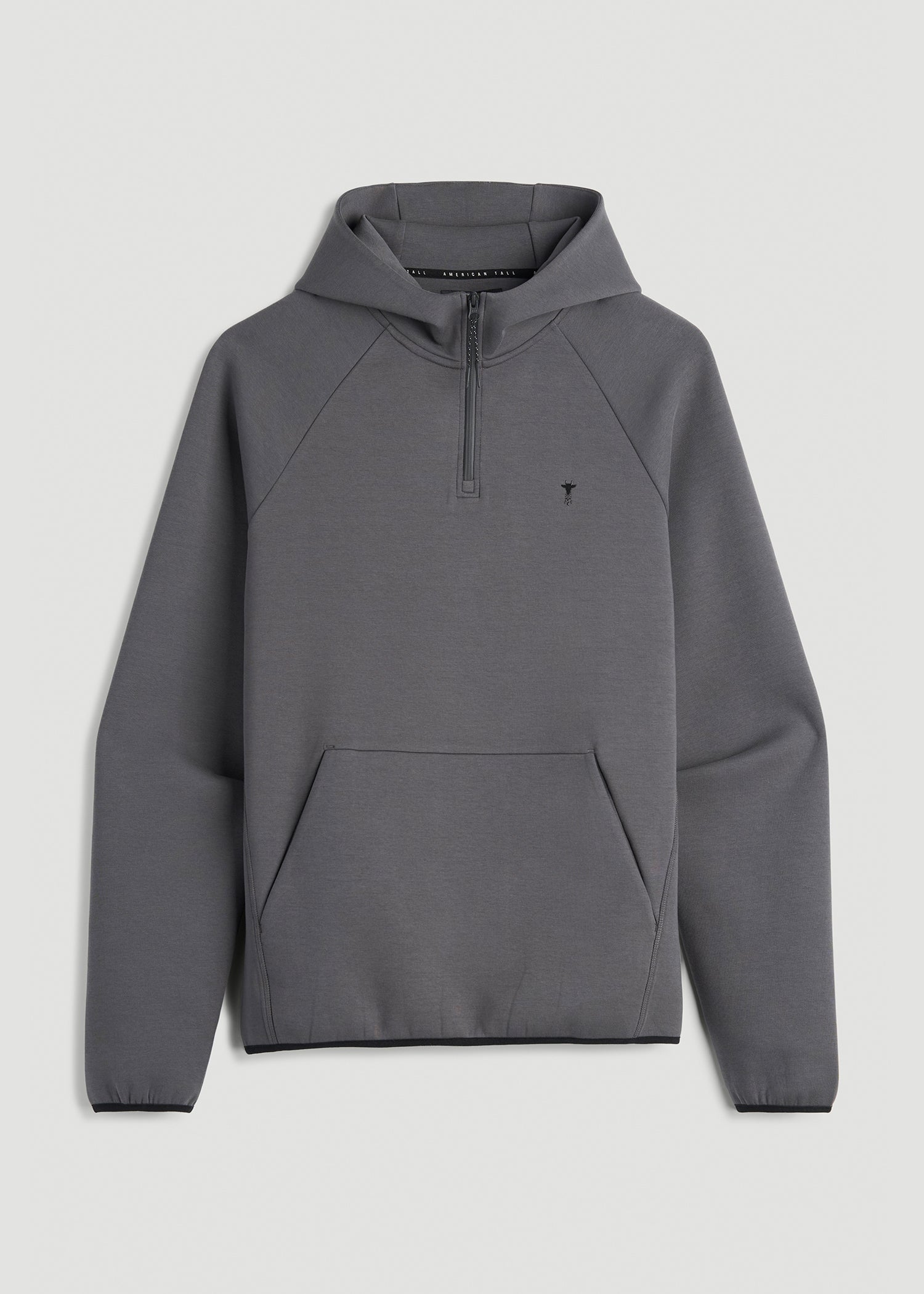 Tech Motion Fleece Hooded Popover for Tall Men in Iron Grey