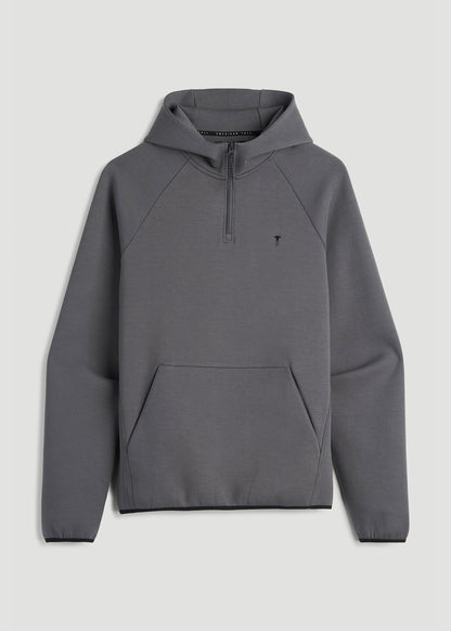 Tech Motion Fleece Hooded Popover for Tall Men in Iron Grey