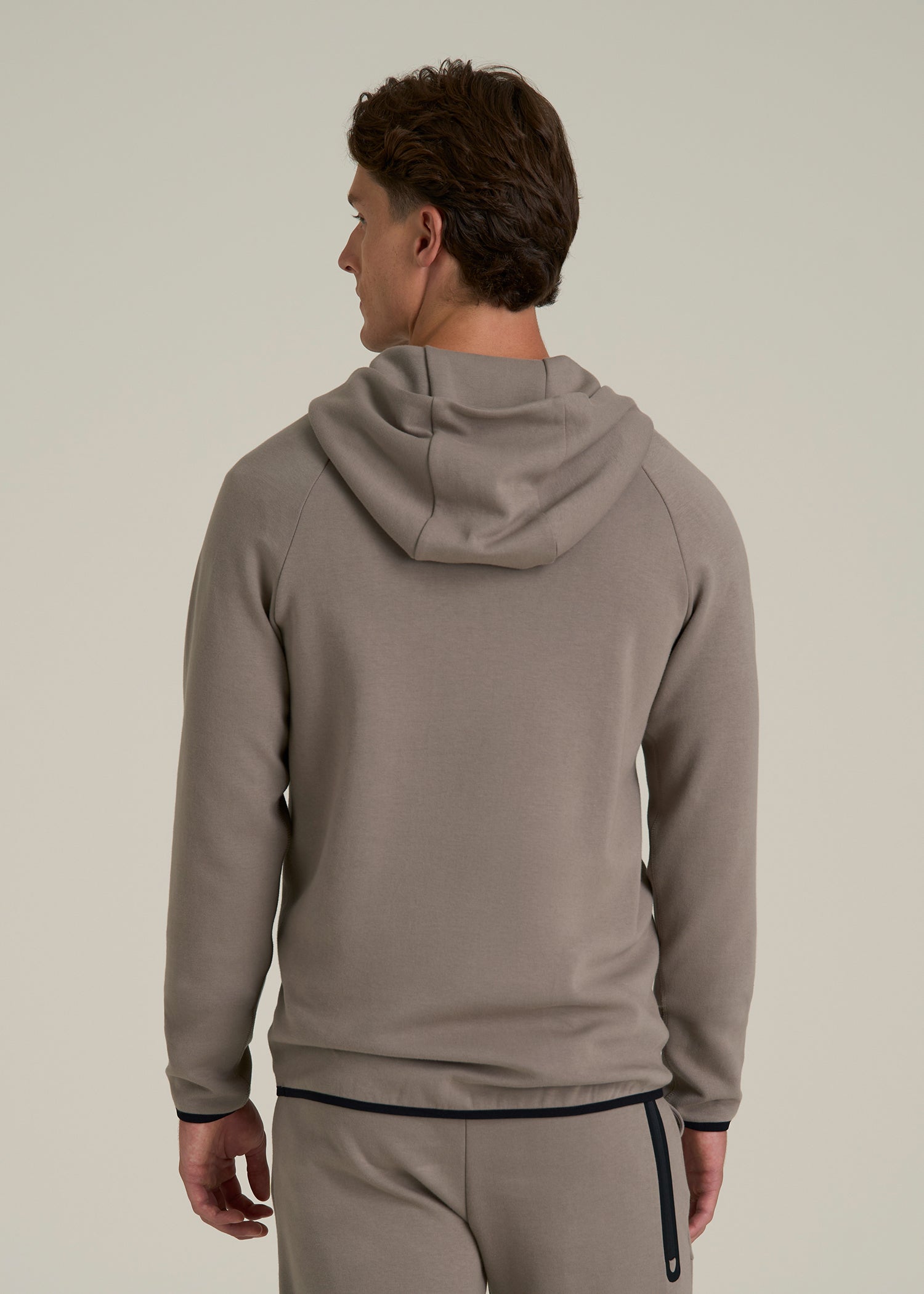 Tech Motion Fleece Hooded Popover for Tall Men in Portobello