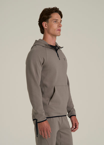 Tech Motion Fleece Hooded Popover for Tall Men in Portobello