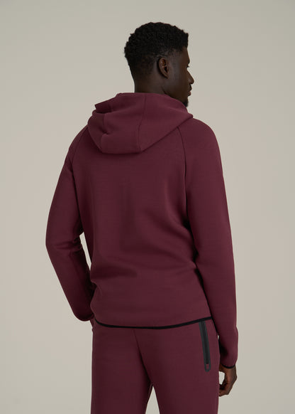 Tech Motion Fleece Hooded Popover for Tall Men in Tawny Port
