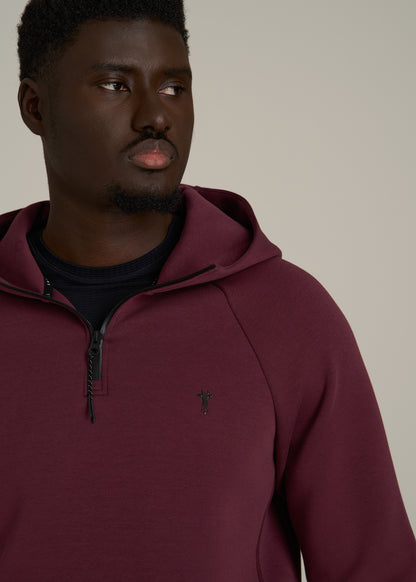 Tech Motion Fleece Hooded Popover for Tall Men in Tawny Port