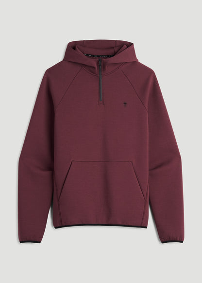 Tech Motion Fleece Hooded Popover for Tall Men in Tawny Port
