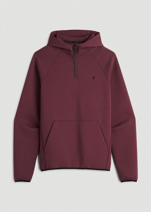 Tech Motion Fleece Hooded Popover for Tall Men in Tawny Port