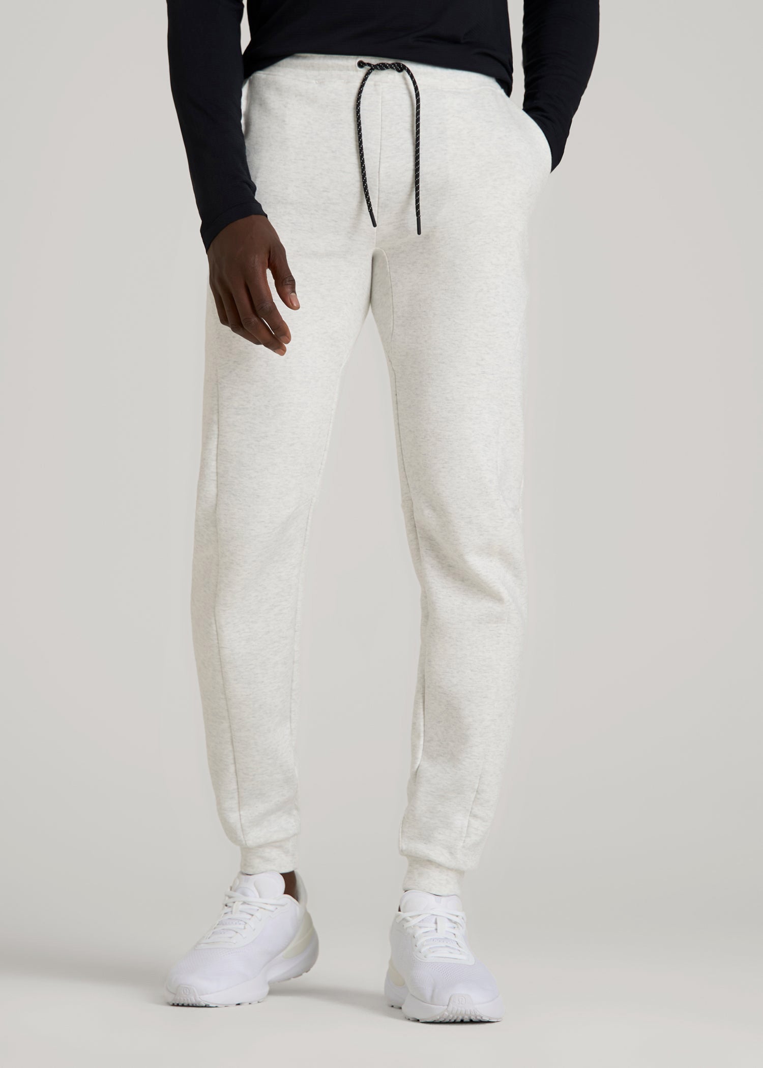 Tech Motion Fleece Joggers for Tall Men in Heather Frost