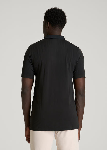 Performance Vented Golf Polo for Tall Men in Black