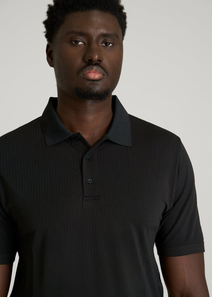 Performance Vented Golf Polo for Tall Men in Black