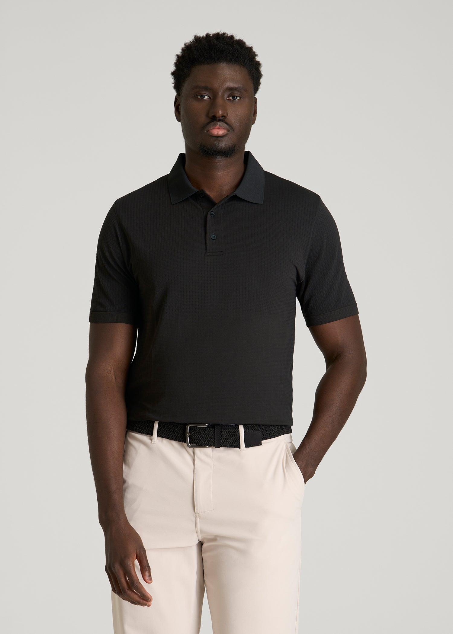 Performance Vented Golf Polo for Tall Men in Black S / Tall / Black