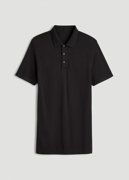 Performance Vented Golf Polo for Tall Men in Black