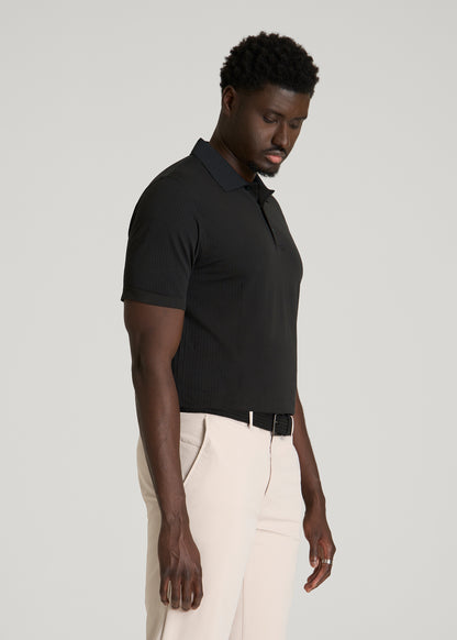 Performance Vented Golf Polo for Tall Men in Black