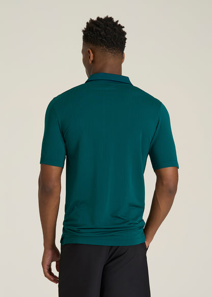 Performance Vented Golf Polo for Tall Men in Deep Teal