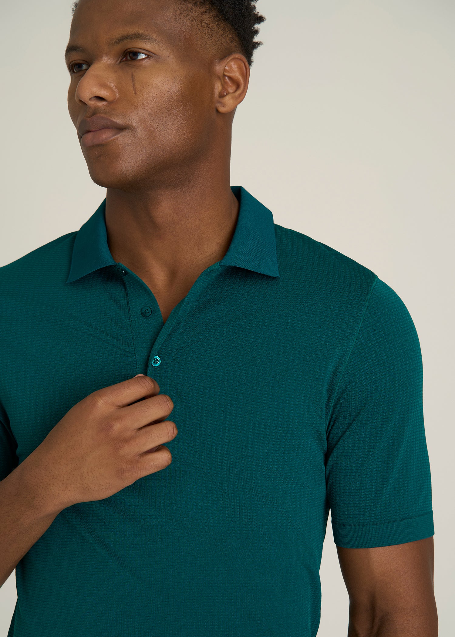 Performance Vented Golf Polo for Tall Men in Deep Teal