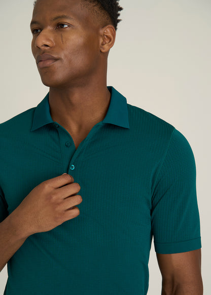 Performance Vented Golf Polo for Tall Men in Deep Teal