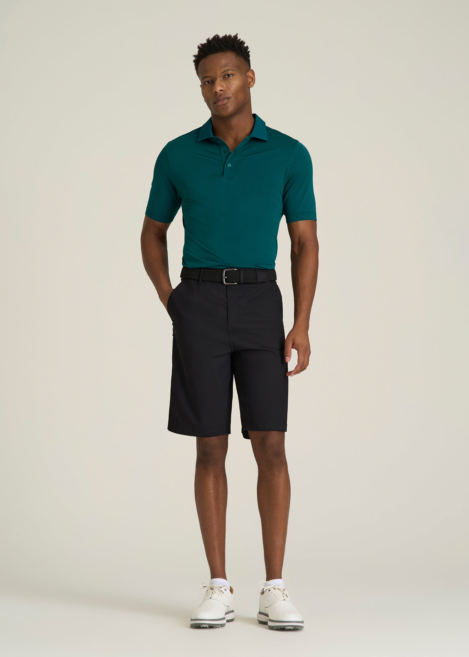 Performance Vented Golf Polo for Tall Men in Deep Teal