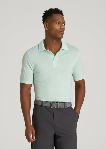 Performance Vented Golf Polo for Tall Men in Opal Blue