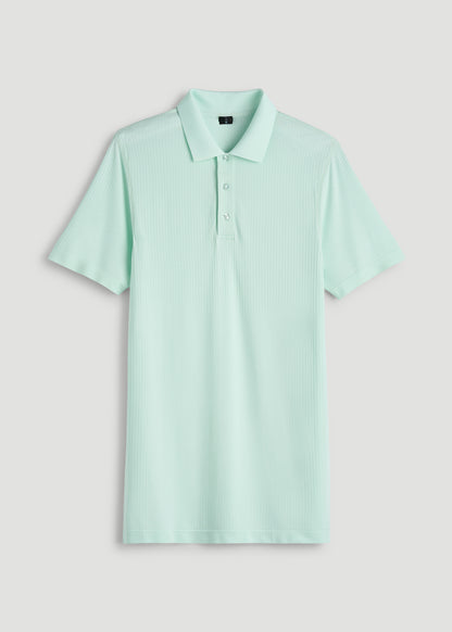 Performance Vented Golf Polo for Tall Men in Opal Blue