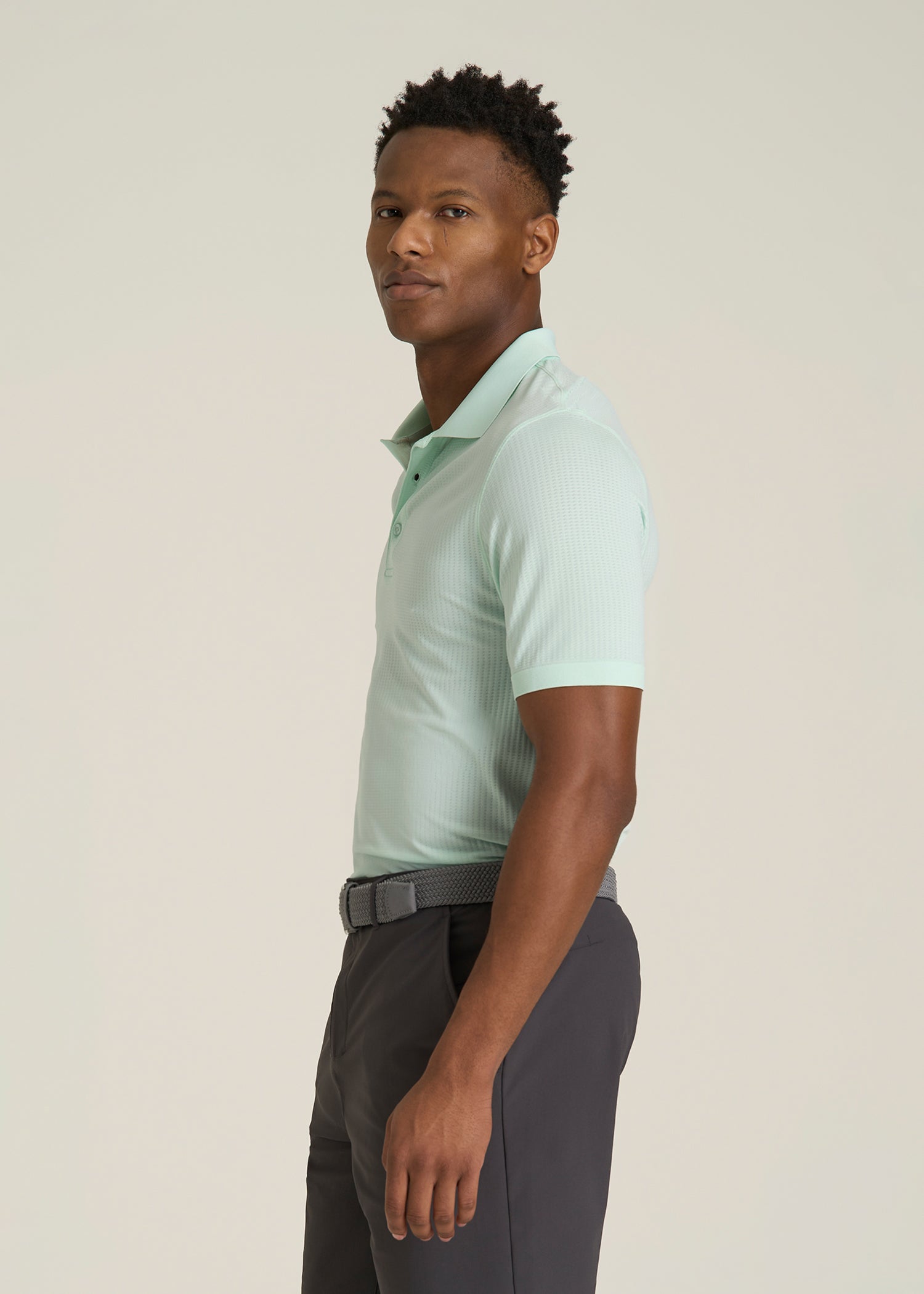 Performance Vented Golf Polo for Tall Men in Opal Blue