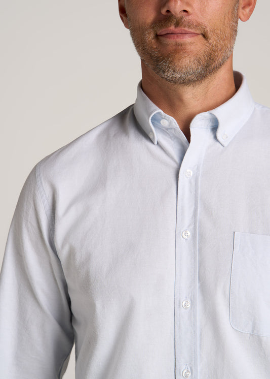 Washed Oxford Shirt for Tall Men in Light Blue