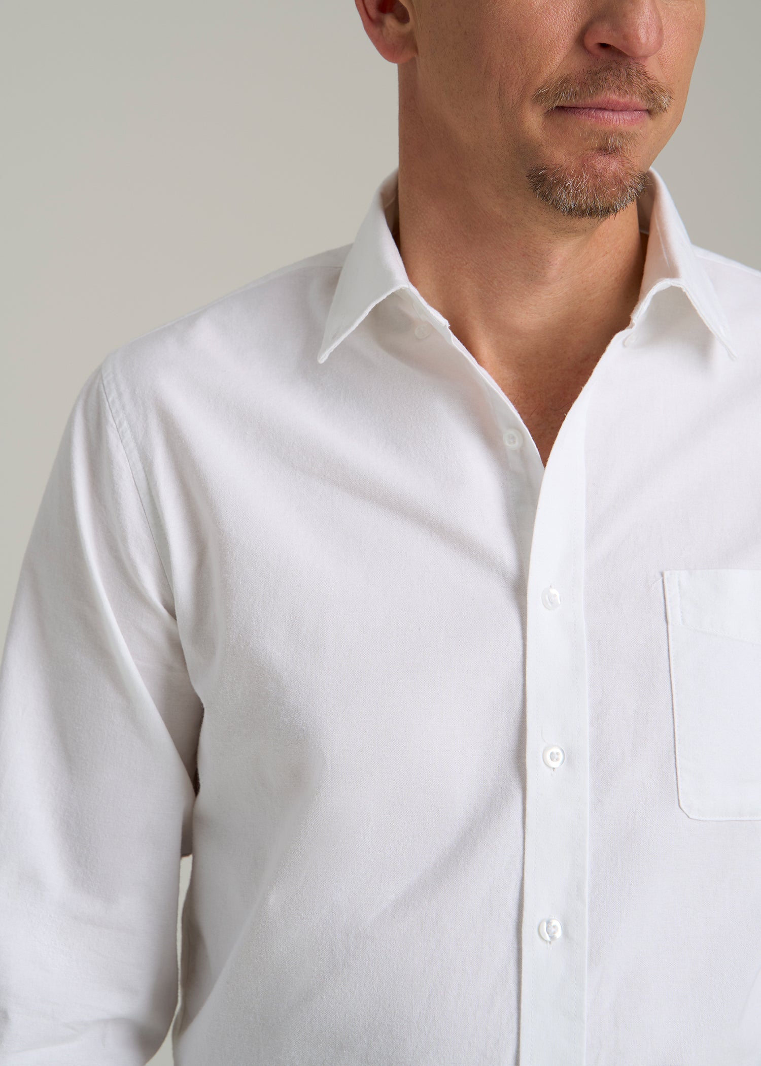 Washed Oxford Shirt for Tall Men in White