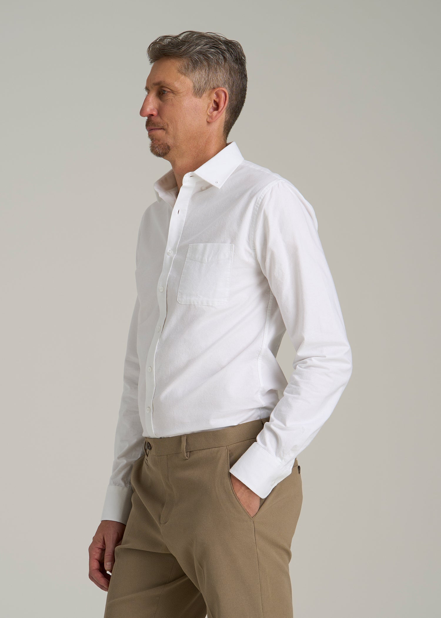 Washed Oxford Shirt For Tall Men White | American Tall