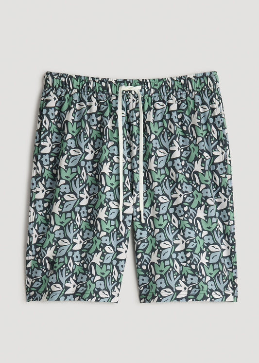 Volley Swim Shorts for Tall Men in Green Floral