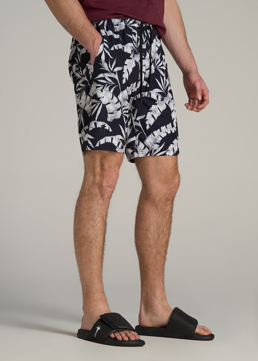 Volley Swim Shorts for Tall Men in White Palm