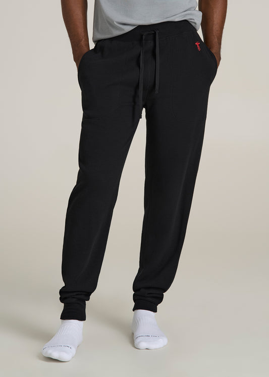 Waffle-Knit Lounge Jogger for Tall Men in Black