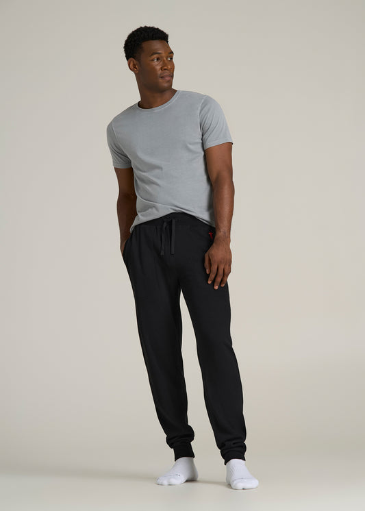 Waffle-Knit Lounge Jogger for Tall Men in Black