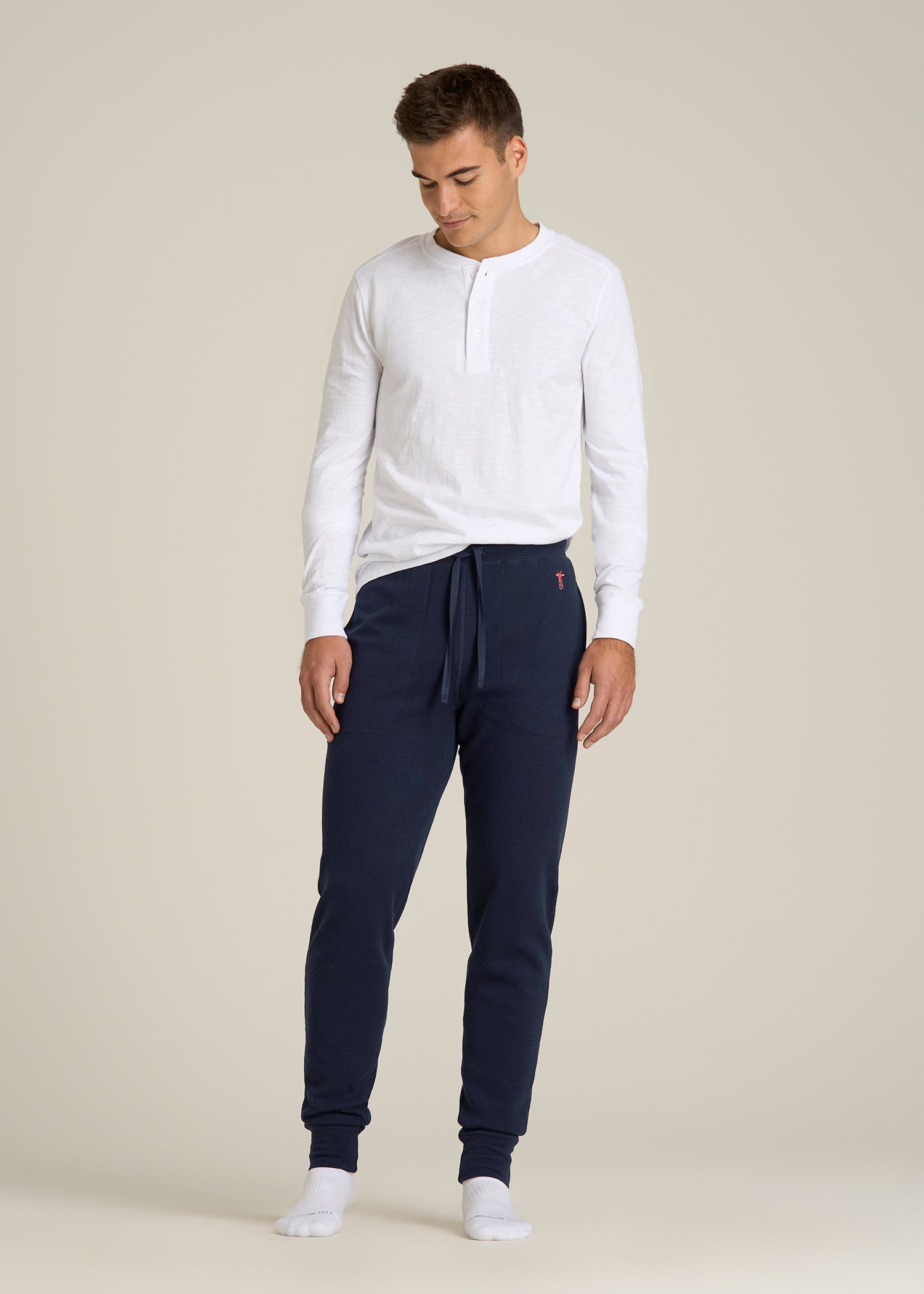 Waffle-Knit Lounge Jogger for Tall Men in Patriot Blue