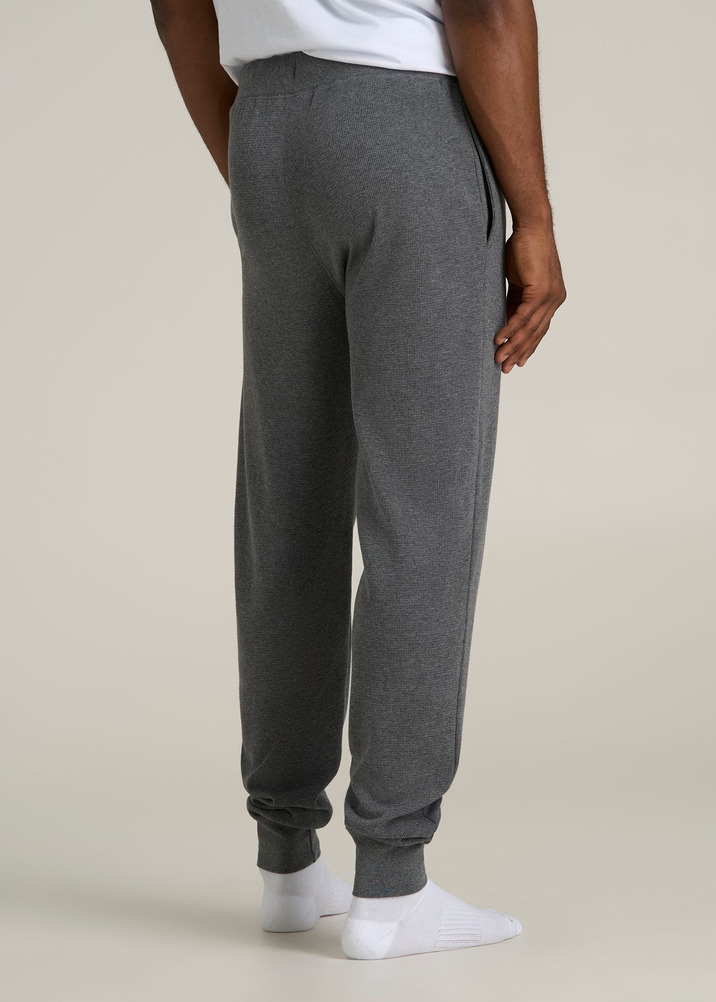 Waffle-Knit Lounge Jogger for Tall Men in Stone Grey Mix