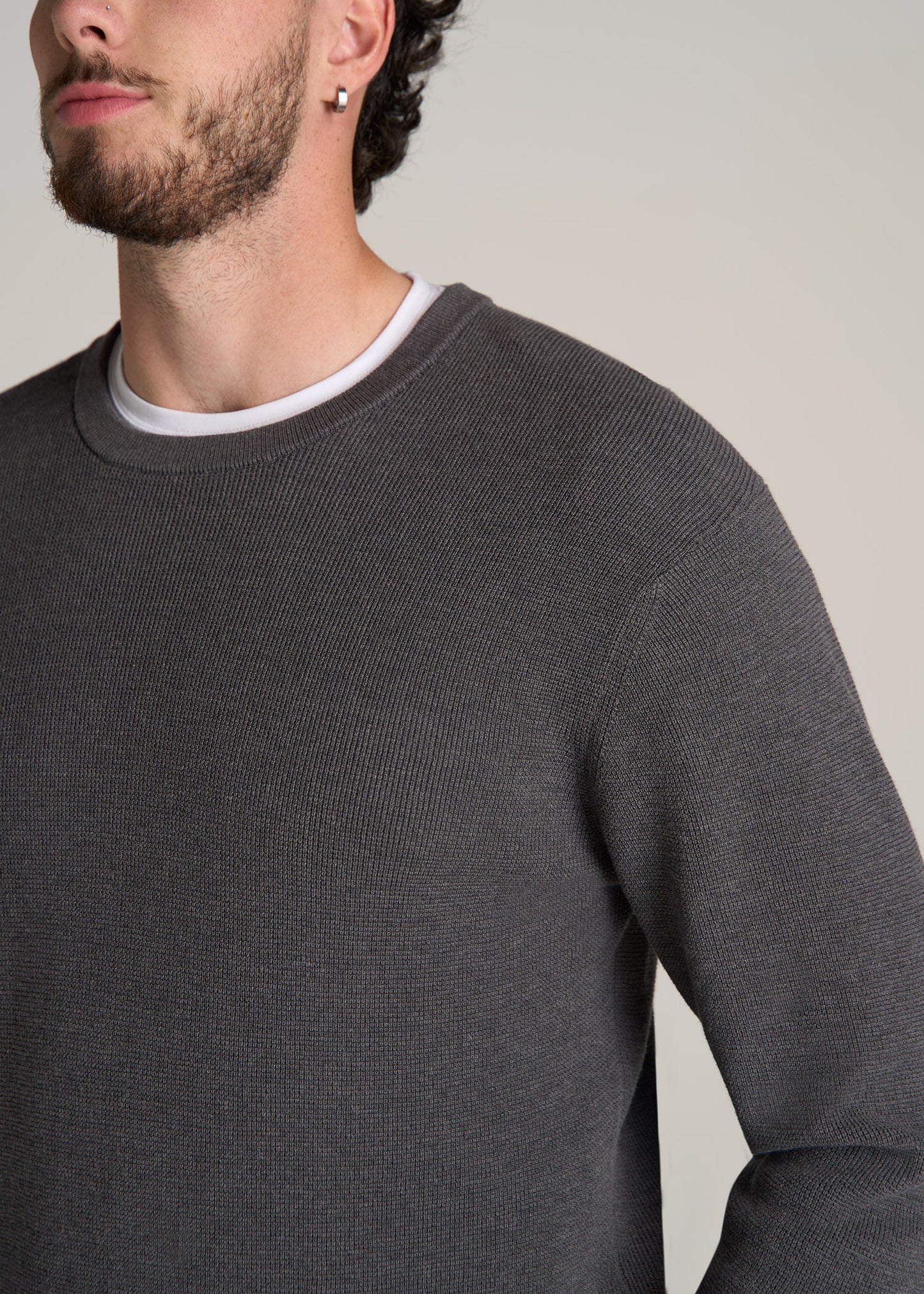 Regular Fit Crew Neck Long Sleeve Sweatshirt - Charcoal – Hinz Knit