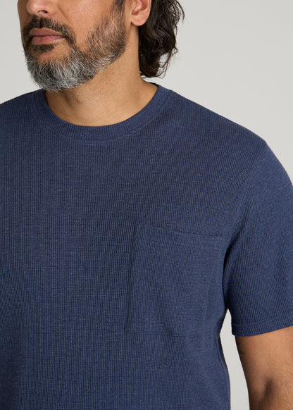 Waffle Lounge Top for Tall Men in Navy Blue