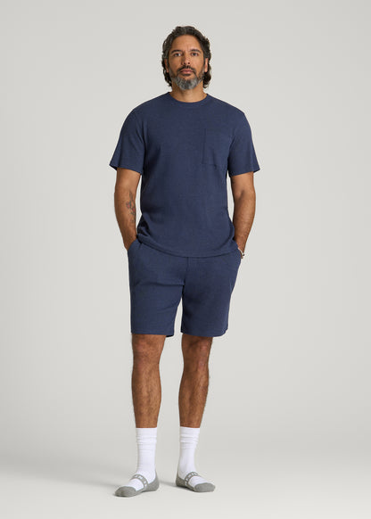 Waffle Lounge Top for Tall Men in Navy Blue